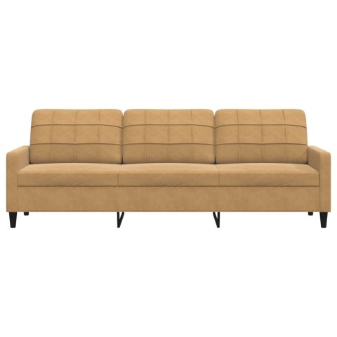 SOFA 3-OSOBOWA BRĄZOWA 210CM TAPICEROWANA AKSAMITEM