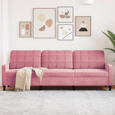SOFA 3-OSOBOWA RÓŻOWA 210CM OBITA AKSAMITEM