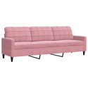 SOFA 3-OSOBOWA RÓŻOWA 210CM OBITA AKSAMITEM