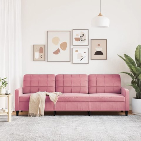 SOFA 3-OSOBOWA RÓŻOWA 210CM OBITA AKSAMITEM