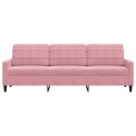 SOFA 3-OSOBOWA RÓŻOWA 210CM OBITA AKSAMITEM