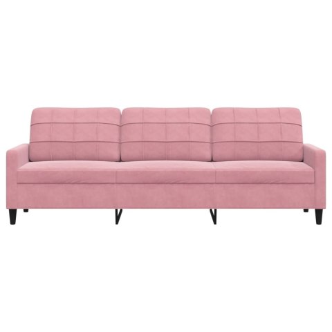 SOFA 3-OSOBOWA RÓŻOWA 210CM OBITA AKSAMITEM