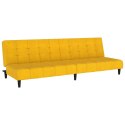 2-OSOBOWA KANAPA ŻÓŁTA TAPICEROWANA AKSAMITEM