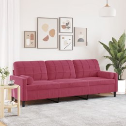 3-OSOBOWA SOFA Z PODUSZKAMI WINNA CZERWIEŃ 210CM AKSAMIT