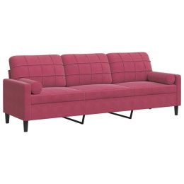 3-OSOBOWA SOFA Z PODUSZKAMI WINNA CZERWIEŃ 210CM AKSAMIT