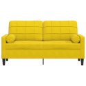 2-OSOBOWA SOFA Z PODUSZKAMI ŻÓŁTA 140CM AKSAMIT