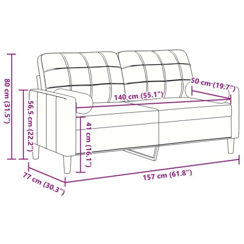 2-OSOBOWA SOFA Z PODUSZKAMI ŻÓŁTA 140CM AKSAMIT