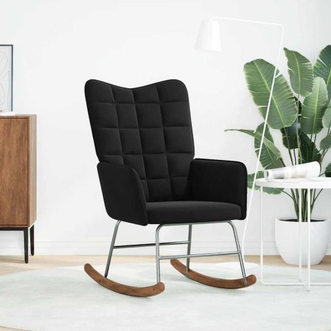 FOTEL BUJANY CZARNY TAPICEROWANY AKSAMITEM