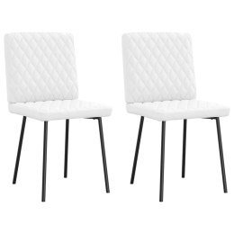 KRZESŁA STOŁOWE 2 SZT. BIAŁE OBITE SZTUCZNĄ SKÓRĄ