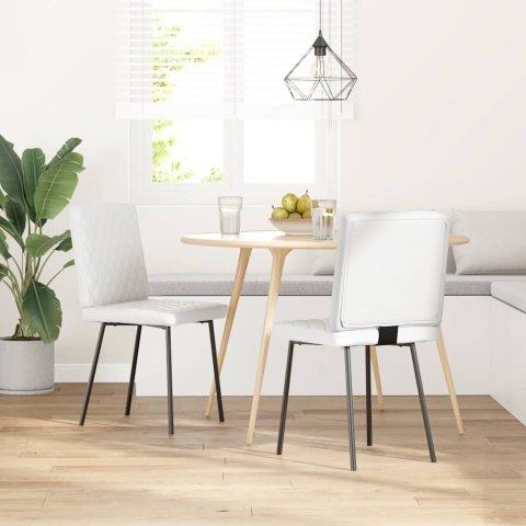 KRZESŁA STOŁOWE 2 SZT. BIAŁE OBITE SZTUCZNĄ SKÓRĄ