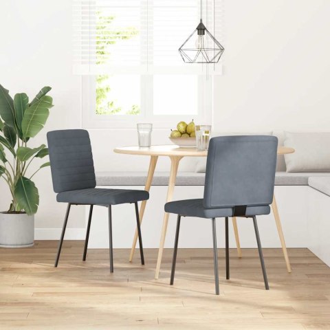 KRZESŁA STOŁOWE 2 SZT. CIEMNOSZARE AKSAMITNE