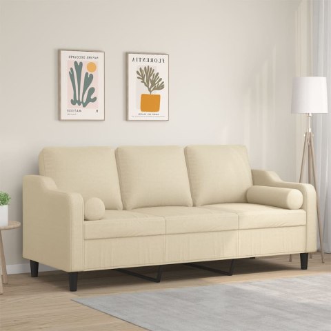 3-OSOBOWA SOFA Z PODUSZKAMI KREMOWA 180CM TKANINA