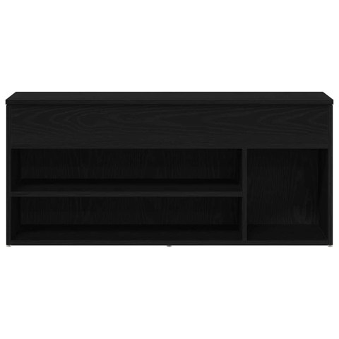 ŁAWKA NA BUTY CZARNY DĄB 102X30,5X45CM DREWNO KLEJONE