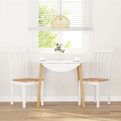 KRZESŁA DO JADALNI 2 SZT. BIAŁE LITE DREWNO GUMOWE