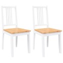 KRZESŁA DO JADALNI 2 SZT. BIAŁE LITE DREWNO GUMOWE