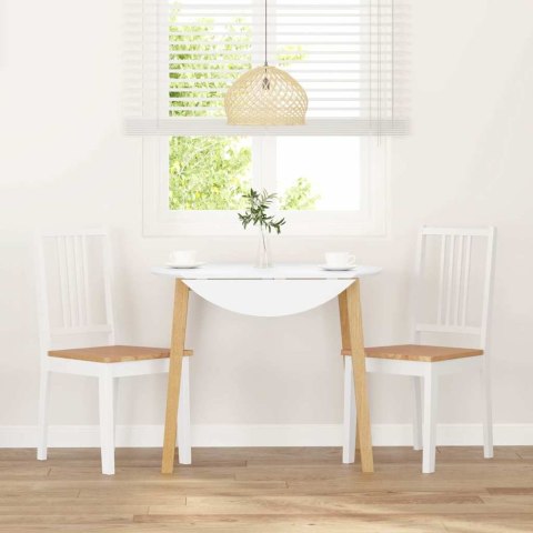 KRZESŁA DO JADALNI 2 SZT. BIAŁE LITE DREWNO GUMOWE