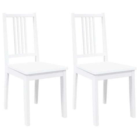 KRZESŁA DO JADALNI 2 SZT. BIAŁE LITE DREWNO GUMOWE