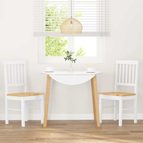 KRZESŁA DO JADALNI 2 SZT. BIAŁE LITE DREWNO GUMOWE