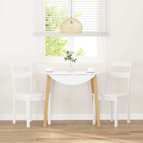 KRZESŁA DO JADALNI 2 SZT. BIAŁE LITE DREWNO GUMOWE
