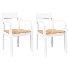 KRZESŁA DO JADALNI 2 SZT. BIAŁE LITE DREWNO GUMOWE