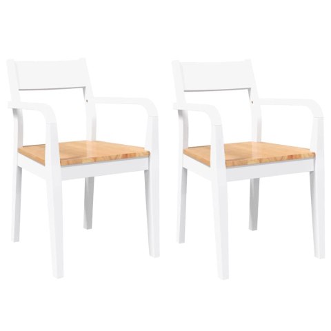 KRZESŁA DO JADALNI 2 SZT. BIAŁE LITE DREWNO GUMOWE