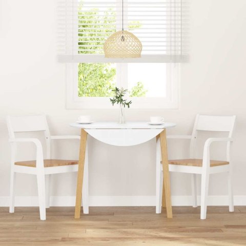 KRZESŁA DO JADALNI 2 SZT. BIAŁE LITE DREWNO GUMOWE