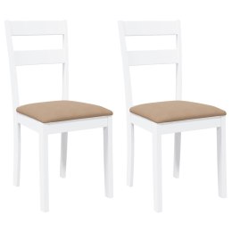 KRZESŁA DO JADALNI Z PODUSZKAMI 2 SZT. BIAŁE LITE DREWNO GUMOWE