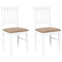 KRZESŁA DO JADALNI Z PODUSZKAMI 2 SZT. BIAŁE LITE DREWNO GUMOWE