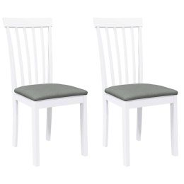 KRZESŁA DO JADALNI Z PODUSZKAMI 2 SZT. BIAŁE LITE DREWNO GUMOWE
