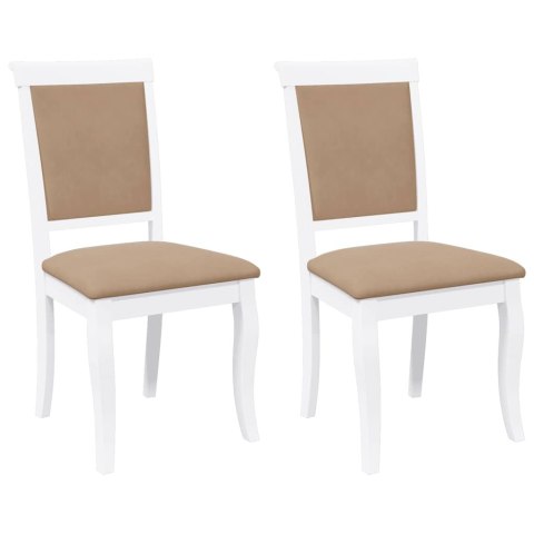 KRZESŁA DO JADALNI Z PODUSZKAMI 2 SZT. BIAŁE LITE DREWNO GUMOWE