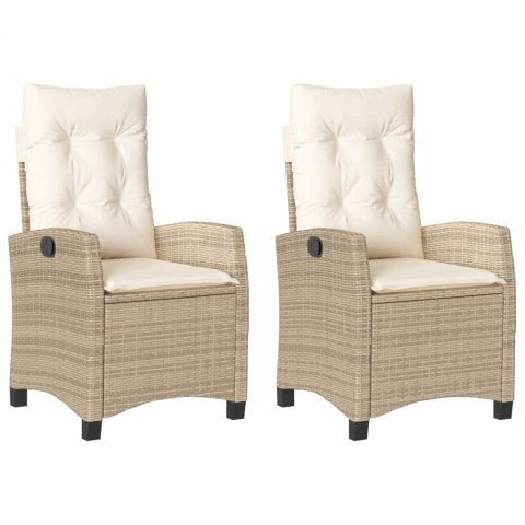 ROZKŁADANE FOTELE OGRODOWE 2 SZT. PODUSZKI BEŻOWY RATTAN PE