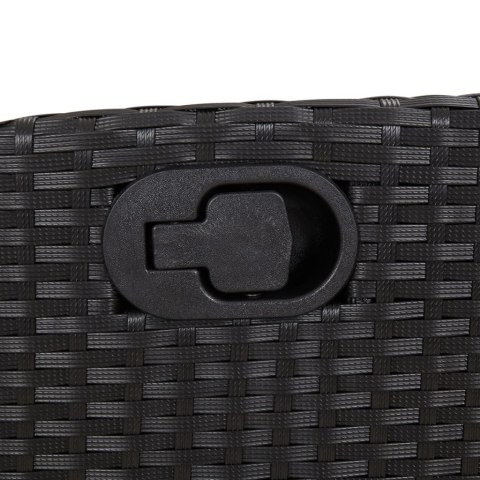 ROZKŁADANE FOTELE OGRODOWE 2 SZT PODUSZKI CZARNY RATTAN PE