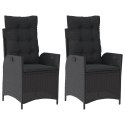 ROZKŁADANE FOTELE OGRODOWE 2 SZT PODUSZKI CZARNY RATTAN PE