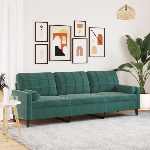 3-OSOBOWA SOFA Z PODUSZKAMI CIEMNOZIELONA 210CM AKSAMIT