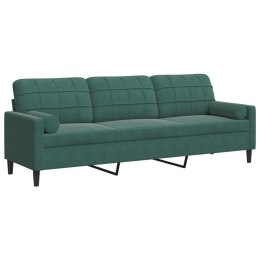 3-OSOBOWA SOFA Z PODUSZKAMI CIEMNOZIELONA 210CM AKSAMIT
