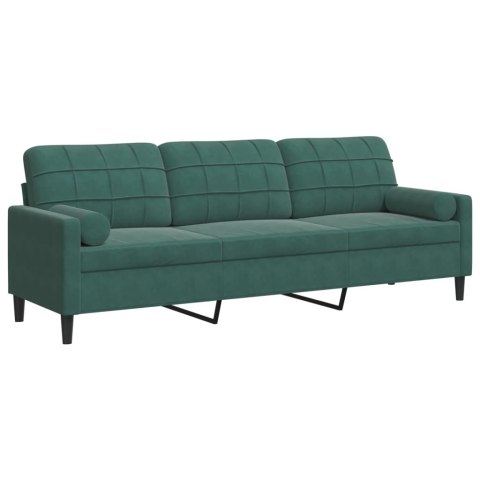 3-OSOBOWA SOFA Z PODUSZKAMI CIEMNOZIELONA 210CM AKSAMIT