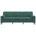 3-OSOBOWA SOFA Z PODUSZKAMI CIEMNOZIELONA 210CM AKSAMIT