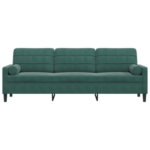 3-OSOBOWA SOFA Z PODUSZKAMI CIEMNOZIELONA 210CM AKSAMIT