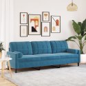 3-OSOBOWA SOFA Z PODUSZKAMI NIEBIESKA 210CM AKSAMIT