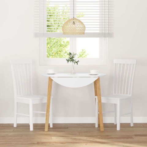 KRZESŁA DO JADALNI 2 SZT. BIAŁE LITE DREWNO GUMOWE