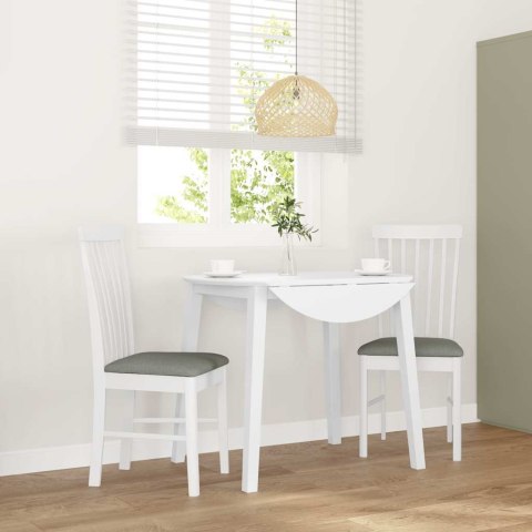 KRZESŁA DO JADALNI Z PODUSZKAMI 2 SZT. BIAŁE LITE DREWNO GUMOWE