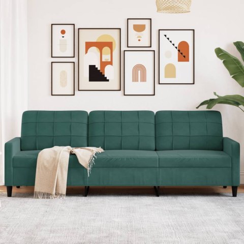 SOFA 3-OSOBOWA CIEMNOZIELONY 210CM OBITA AKSAMITEM