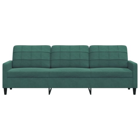 SOFA 3-OSOBOWA CIEMNOZIELONY 210CM OBITA AKSAMITEM