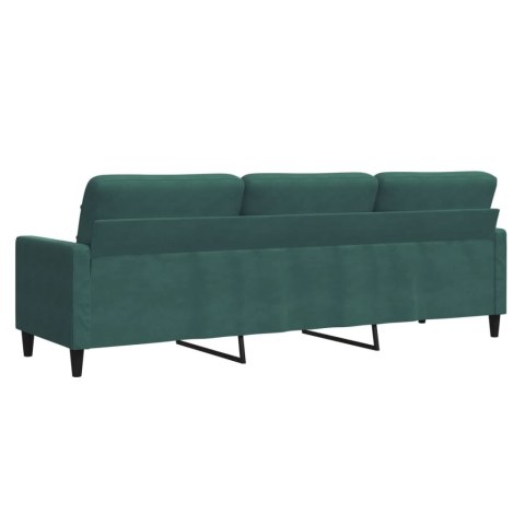 SOFA 3-OSOBOWA CIEMNOZIELONY 210CM OBITA AKSAMITEM