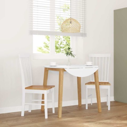 KRZESŁA DO JADALNI 2 SZT. BIAŁE LITE DREWNO GUMOWE