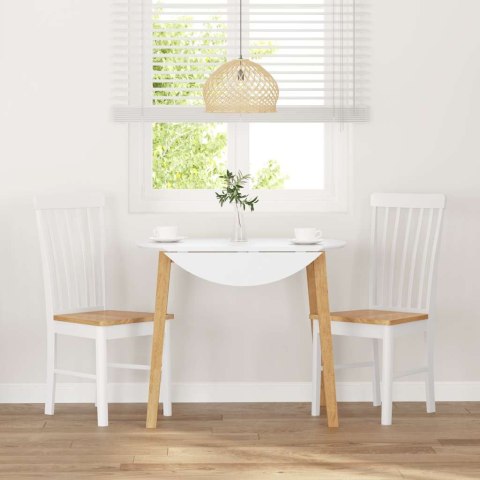 KRZESŁA DO JADALNI 2 SZT. BIAŁE LITE DREWNO GUMOWE