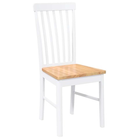 KRZESŁA DO JADALNI 2 SZT. BIAŁE LITE DREWNO GUMOWE