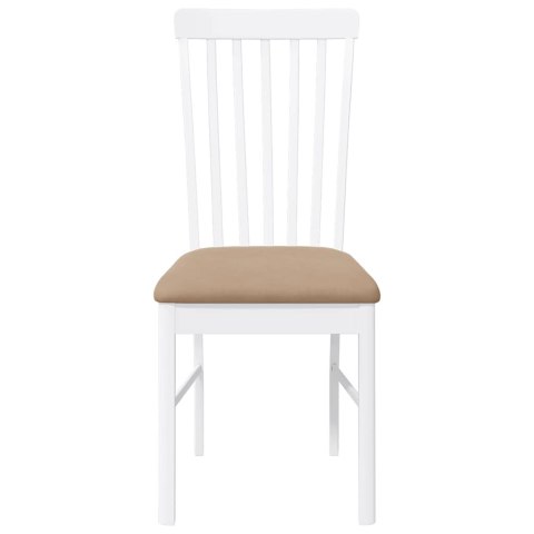 KRZESŁA DO JADALNI Z PODUSZKAMI 2 SZT. BIAŁE LITE DREWNO GUMOWE