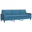 SOFA 3-OSOBOWA NIEBIESKI 210CM OBITA AKSAMITEM