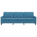 SOFA 3-OSOBOWA NIEBIESKI 210CM OBITA AKSAMITEM